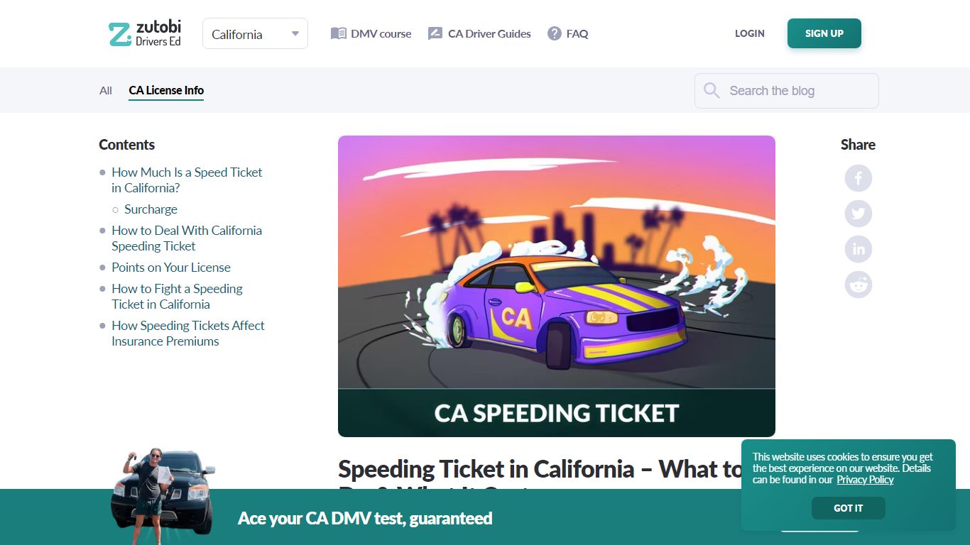 Speeding Ticket in California – What to Do & What It Costs