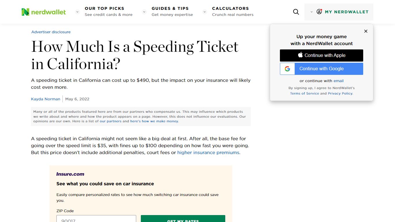 How Much Is a Speeding Ticket in California? - NerdWallet